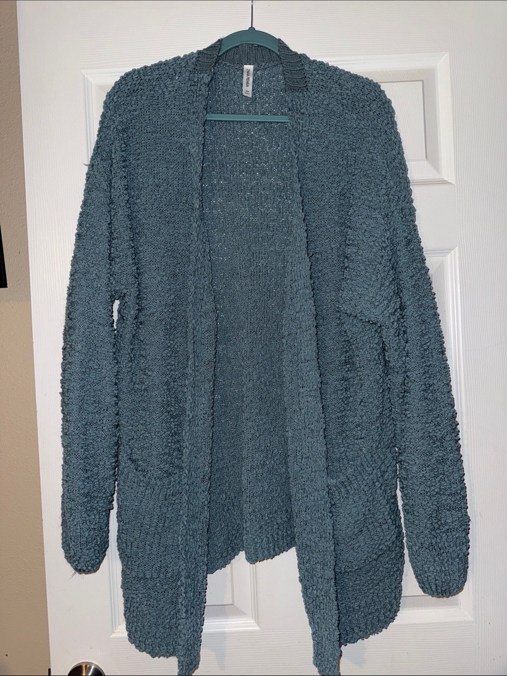 Zenana Outfitters Teal Open-Front Chunky Knit Cardigan